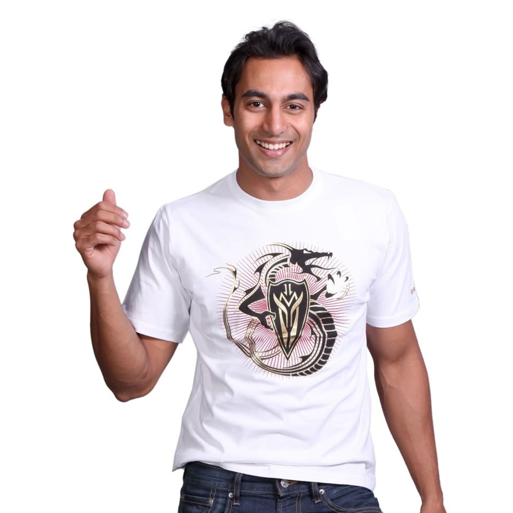 T-Shirt Men's White EUC Dragon Shield Graphic